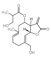 Propanoic acid,3-hydroxy-2-methyl-,2,3,3a,4,- 5,8,9,11a-octahydro-10-(hydroxymethyl)-6- methyl-3-methylene-2-oxocyclodeca[b]furan- 4-yl ester Structure