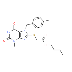 pentyl 2-((3-methyl-7-(4-methylbenzyl)-2,6-dioxo-2,3,6,7-tetrahydro-1H-purin-8-yl)thio)acetate结构式