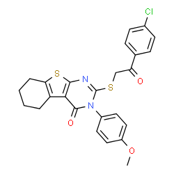 2-{[2-(4-chlorophenyl)-2-oxoethyl]sulfanyl}-3-(4-methoxyphenyl)-5,6,7,8-tetrahydro[1]benzothieno[2,3-d]pyrimidin-4(3H)-one结构式