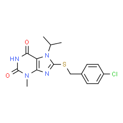 8-((4-chlorobenzyl)thio)-7-isopropyl-3-methyl-3,7-dihydro-1H-purine-2,6-dione Structure