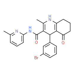 4-(3-bromophenyl)-2-methyl-N-(6-methyl-2-pyridinyl)-5-oxo-1,4,5,6,7,8-hexahydro-3-quinolinecarboxamide structure