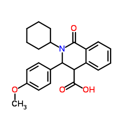 2-Cyclohexyl-3-(4-methoxyphenyl)-1-oxo-1,2,3,4-tetrahydro-4-isoquinolinecarboxylic acid Structure