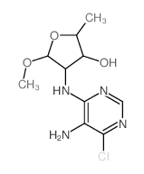 a-D-Arabinofuranoside, methyl2-[(5-amino-6-chloro-4-pyrimidinyl)amino]-2,5-dideoxy- structure