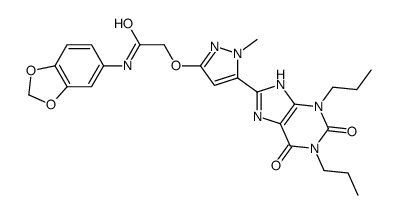 N-(1,3-Benzodioxol-5-yl)-2-{[5-(2,6-dioxo-1,3-dipropyl-2,3,6,7-te trahydro-1H-purin-8-yl)-1-methyl-1H-pyrazol-3-yl]oxy}acetamide结构式