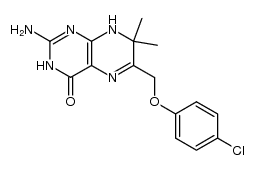 2-amino-6-(4-chlorophenoxymethyl)-7,8-dihydro-7,7-dimethylpteridin-4(3H)-one结构式