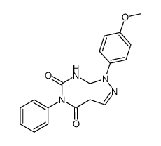 1-(4-methoxy-phenyl)-5-phenyl-1,7-dihydro-pyrazolo[3,4-d]pyrimidine-4,6-dione结构式