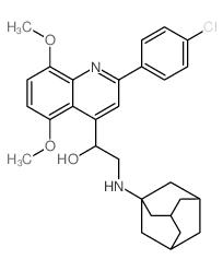 2-(1-adamantylamino)-1-[2-(4-chlorophenyl)-5,8-dimethoxy-quinolin-4-yl]ethanol structure