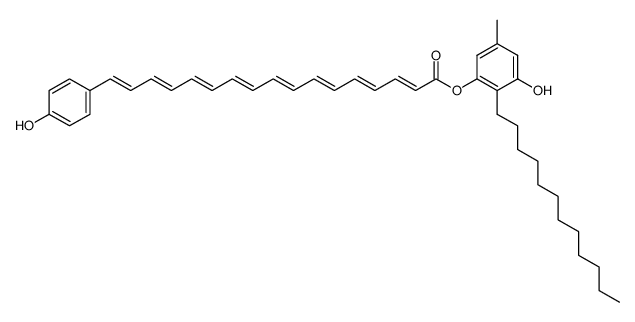 17-(4-Hydroxyphenyl)-2,4,6,8,10,12,14,16-heptadecaoctaenoic acid 2-dodecyl-3-hydroxy-5-methylphenyl ester结构式