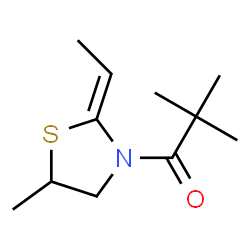 Thiazolidine, 3-(2,2-dimethyl-1-oxopropyl)-2-ethylidene-5-methyl- (9CI) structure