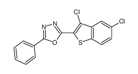 2-(3,5-dichloro-1-benzothiophen-2-yl)-5-phenyl-1,3,4-oxadiazole结构式