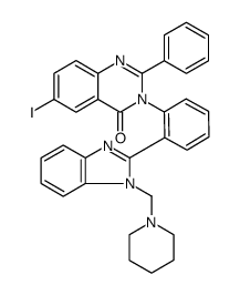 4(3H)-Quinazolinone, 6-iodo-2-phenyl-3-[2-[1-(1-piperidinylmethyl)-1H-benzimidazol-2-yl]phenyl] Structure