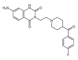 7-amino-3-(2-{4-[(4-fluorophenyl)carbonyl]piperidin-1-yl}ethyl)quinazoline-2,4(1H,3H)-dione结构式