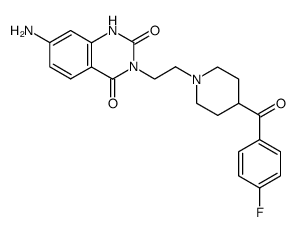 7-amino-3-(2-{4-[(4-fluorophenyl)carbonyl]piperidin-1-yl}ethyl)quinazoline-2,4(1H,3H)-dione Structure