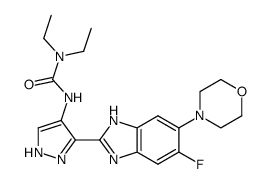 1,1-diethyl-3-[3-(5-fluoro-6-morpholin-4-yl-1H-benzimidazol-2-yl)-1H-pyrazol-4-yl]urea结构式