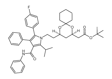 tert-butyl 2-((2R,4R)-4-(2-(2-(4-fluorophenyl)-5-isopropyl-3-phenyl-4-(phenylcarbamoyl)-1H-pyrrol-1-yl)ethyl)-1,5-dioxaspiro[5.5]undecan-2-yl)acetate Structure