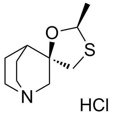 ((+/-)-顺式-2-甲基螺[1,3-氧硫杂环戊烷-5,3'-奎宁环]盐酸半水合物结构式