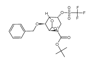 (1S,4R,5S,7S,8R)-tert-butyl 8-(benzyloxy)-7-methoxy-4-(((trifluoromethyl)sulfonyl)oxy)-6-oxa-2-azabicyclo[3.2.1]octane-2-carboxylate结构式