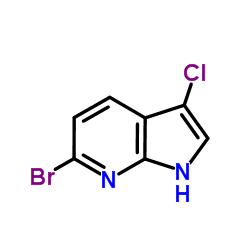6-溴-3-氯-1H-吡咯并[2,3-b]吡啶结构式