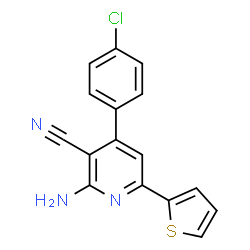 2-Amino-4-(4-chlorophenyl)-6-(2-thienyl)nicotinonitrile结构式