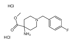 methyl 4-amino-1-[(4-fluorophenyl)methyl]piperidine-4-carboxylate,dihydrochloride结构式