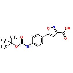 5-[4-({[(2-Methyl-2-propanyl)oxy]carbonyl}amino)phenyl]-1,2-oxazole-3-carboxylic acid Structure