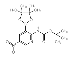 Boc-2-Amino-5-nitropyridine-3-boronic acid pinacol ester structure