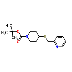 4-(Pyridin-2-ylmethylsulfanyl)-piperidine-1-carboxylic acid tert-butylester Structure