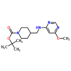 tert-butyl 4-(((6-methoxypyrimidin-4-yl)amino)methyl)piperidine-1-carboxylate structure