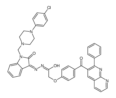 N-[(Z)-[1-[[4-(4-chlorophenyl)piperazin-1-yl]methyl]-2-oxoindol-3-ylidene]amino]-2-[4-(2-phenyl-1,8-naphthyridine-3-carbonyl)phenoxy]acetamide结构式