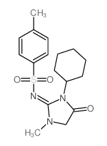 N-(3-cyclohexyl-1-methyl-4-oxo-imidazolidin-2-ylidene)-4-methyl-benzenesulfonamide结构式