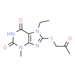 7-Ethyl-3-methyl-8-[(2-oxopropyl)sulfanyl]-3,7-dihydro-1H-purine-2,6-dione结构式