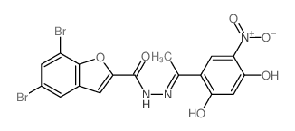 5,7-dibromo-N-[1-(2-hydroxy-5-nitro-4-oxo-1-cyclohexa-2,5-dienylidene)ethyl]benzofuran-2-carbohydrazide structure
