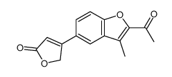 4-(2-acetyl-3-methyl-5-benzofuryl)furan-2(5H)-one结构式