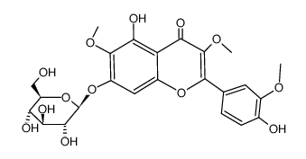 2-(3-Methoxy-4-hydroxyphenyl)-3,6-dimethoxy-4-oxo-5-hydroxy-4H-1-benzopyran-7-yl β-D-glucopyranoside结构式