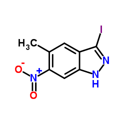 3-Iodo-5-methyl-6-nitro-1H-indazole结构式