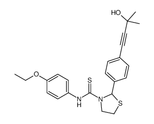 3-Thiazolidinecarbothioamide,N-(4-ethoxyphenyl)-2-[4-(3-hydroxy-3-methyl-1-butynyl)phenyl]-(9CI) Structure