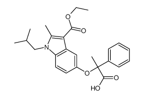 3-ethyl 5-(1-carboxy-1-phenylethoxy)-1-isobutyl-2-methyl-1H-indole-3-carboxylate structure