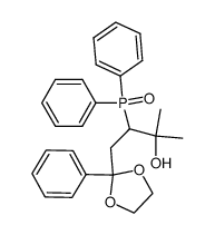 3-diphenylphosphinoyl-4-hydroxy-4-methyl-1-phenylpentan-1-one ethylene acetal Structure