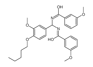 3-methoxy-N-[[(3-methoxybenzoyl)amino]-(3-methoxy-4-pentoxyphenyl)methyl]benzamide结构式