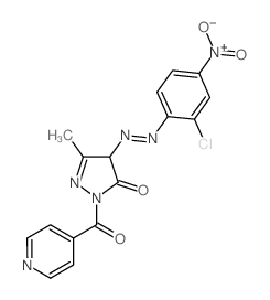4-(2-chloro-4-nitro-phenyl)diazenyl-5-methyl-2-(pyridine-4-carbonyl)-4H-pyrazol-3-one Structure