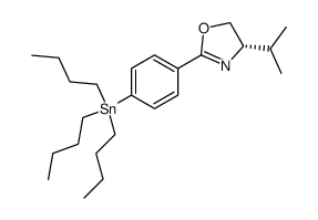 (S)-4-isopropyl-2-(4-tributylstannanyl-phenyl)-4,5-dihydro-oxazole结构式