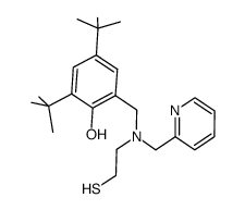 2-[N-(3,5-di-tert-butyl-2-hydroxybenzyl)-N-(2-mercaptoethyl)]aminomethylpyridine结构式