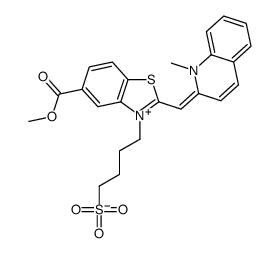 2-[[5-(methoxycarbonyl)-3-(4-sulphonatobutyl)-3H-benzothiazol-2-ylidene]methyl]-1-methylquinolinium结构式