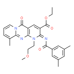 ethyl 2-[(3,5-dimethylbenzoyl)imino]-1-(2-methoxyethyl)-10-methyl-5-oxo-1,5-dihydro-2H-dipyrido[1,2-a:2,3-d]pyrimidine-3-carboxylate picture