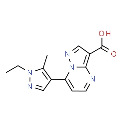 7-(1-Ethyl-5-methyl-pyrazol-4-yl)pyrazolo[1,5-a]pyrimidine-3-carboxylic acid结构式