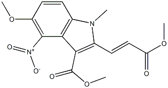 methyl (E)-5-methoxy-2-(3-methoxy-3-oxoprop-1-en-1-yl)-1-methyl-4-nitro-1H-indole-3-carboxylate结构式