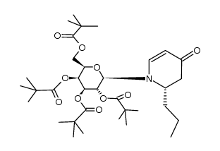 (2S)-N-(2,3,4,6-tetra-O-pivaloyl-β-D-galactopyranosyl)-2-n-propyl-5,6-didehydro-piperidin-4-one结构式