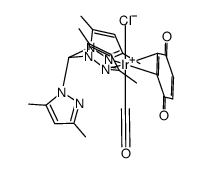 [(κ2-tris(3,5-dimethylpyrazolyl)methane)Ir(2,3-η-1,4-benzoquinone)(CO)Cl]结构式