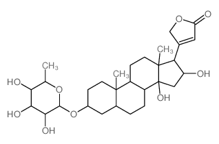 Card-20(22)-enolide,3-[(6-deoxy-a-L-mannopyranosyl)oxy]-14,16-dihydroxy-,(3b,5b,16b)-结构式