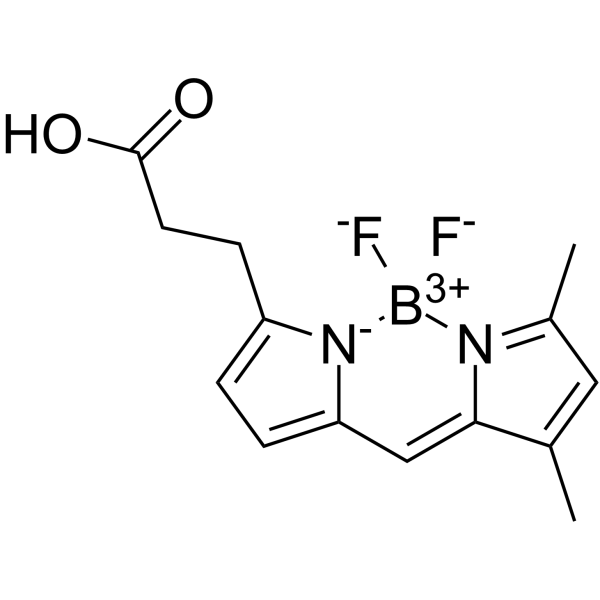 4,4-二氟-5,7-二甲基-4-硼杂-3a,4a-二氮杂-s-引达省-3-丙酸结构式